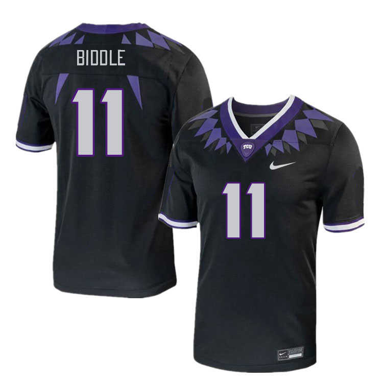 Men #11 Chace Biddle TCU Horned Frogs 2023 College Footbal Jerseys Stitched-Black